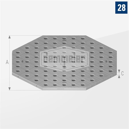 Spännplatta åttakantig, Diagonalraster, 100 x 100, SW 800x25